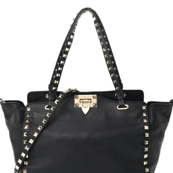 Valentino Garavani Beige Studded Shoulder Bag - Picture 3 of 8